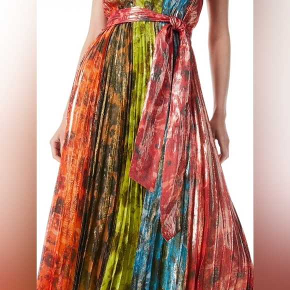 Alice + Olivia Mertie Mock Neck Pleated Maxi Dress - Picture 3 of 12